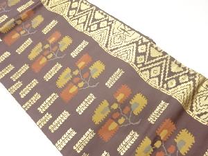 抽象花に幾何学模様織出し名古屋帯